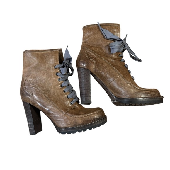 Brunello Cucinelli lace up heeled Leather boot size 39 US 9 - Picture 2 of 11